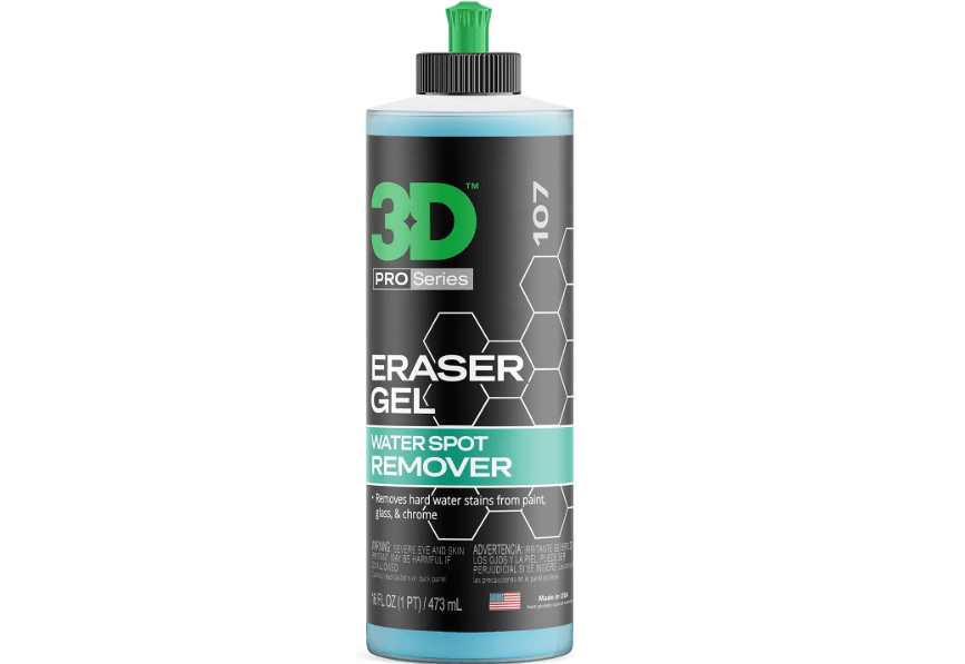 3D Eraser Gel Water Spot Remover – Acidic Gel Formula for Hard Water Spots & Mineral Deposits – Safe for Paint, Glass, Chrome, Plastic & Metal