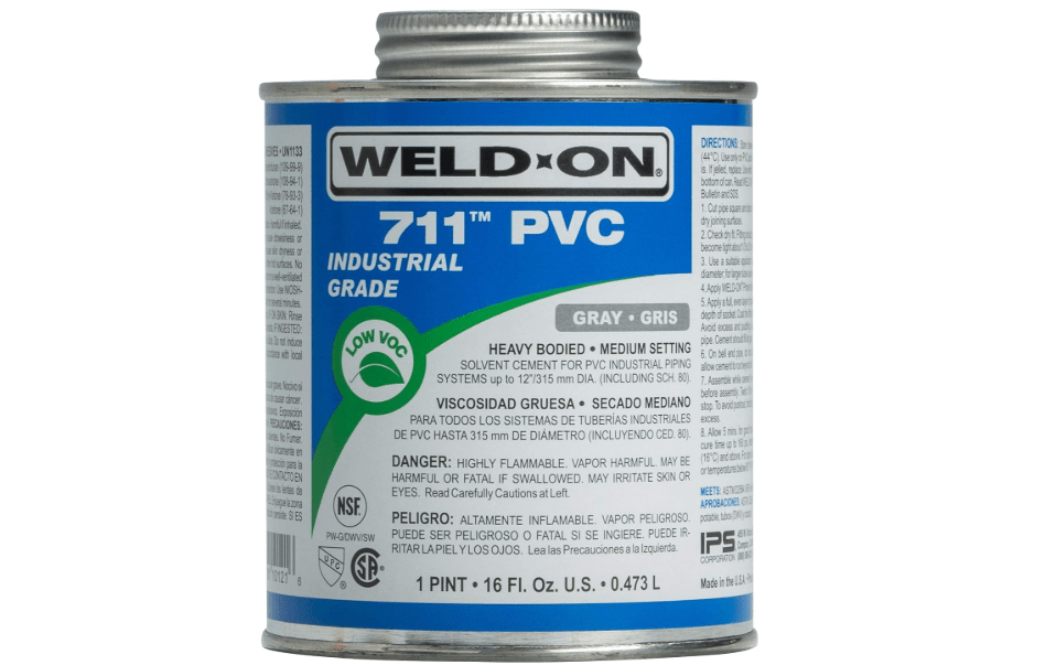  Weld-On 10121 711 Industrial Grade PVC Solvent Cement, Gray