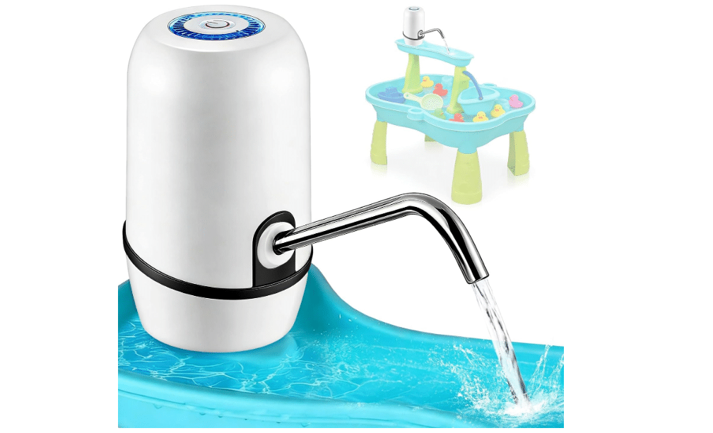 XSBAIHUO Cordless Rechargeable Water Table Pump, 3 Hours Non-Stop, No Drill Installation, Durable Outdoor Water Play Accessories