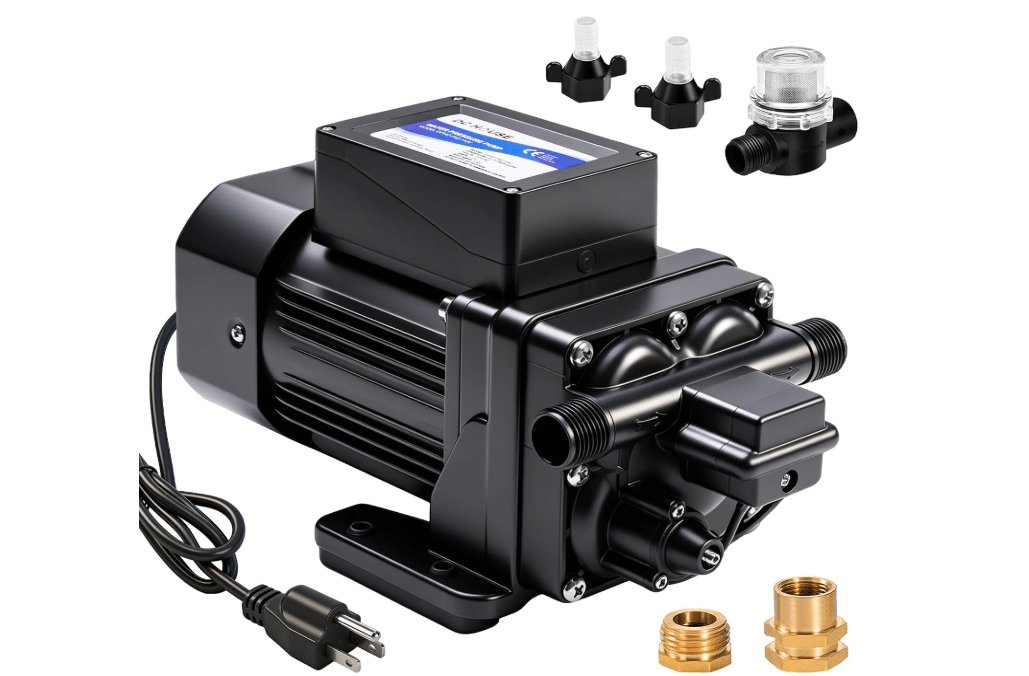 DC HOUSE 110V Brushless Water Booster Transfer Pump, 6.0 GPM 55 PSI | Continuous Duty, Automatic Demand, Brass Garden Hose Adapter, for RV, Garden