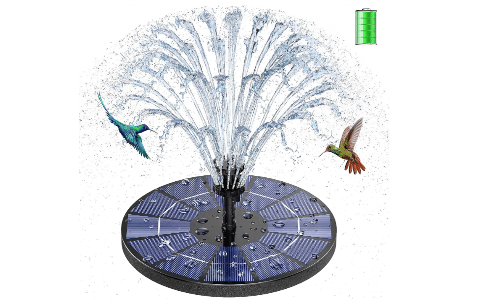 AISITIN 3.5W Solar Fountain Pump Built-in 1500mAh Battery with 10 Nozzles | Solar Fountain for Bird Bath with 4 Fixer, Solar Floating Water Pump,