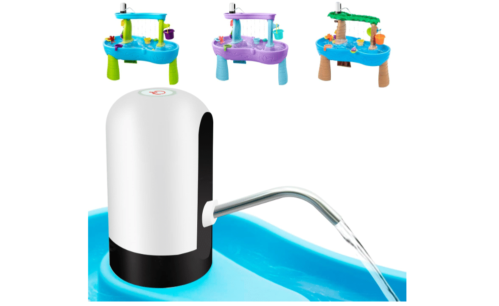 Infowush Water Table Pump, Battery Powered Water Pump for Water Table White | 3 Hours of Non-Stop Work Fun for Kids, Summer Outdoor Water Table
