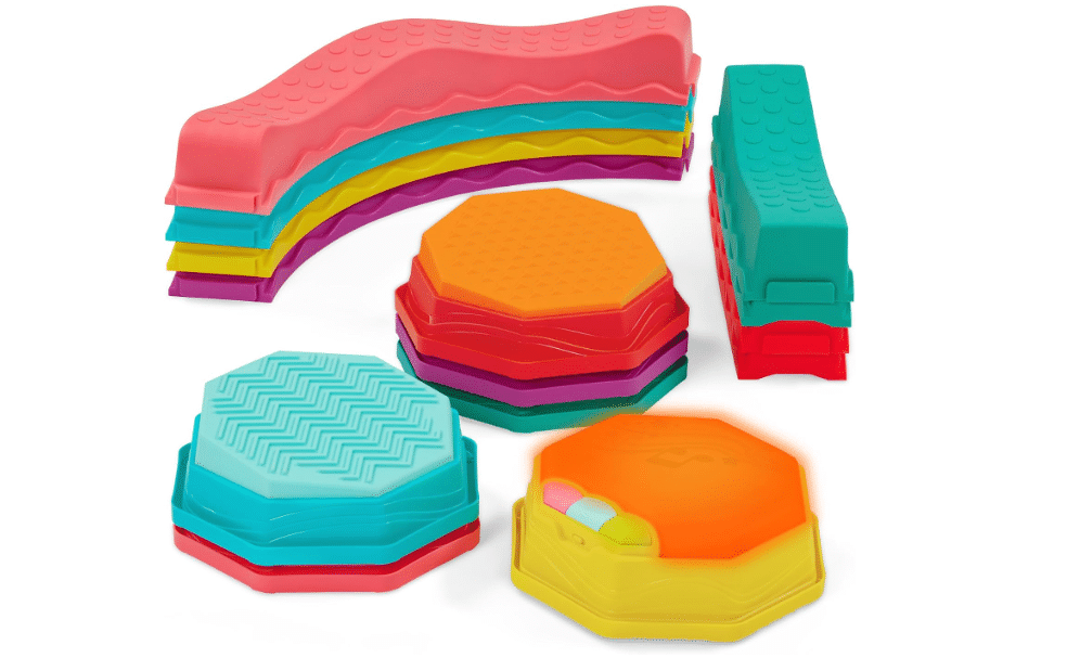 B. toys Balance Beam Set, Musical Wavy Beams & Sensory Stones | Balance & Groove Set with 8 wavy beams, 5 sensory stones, and 1 musical stepping