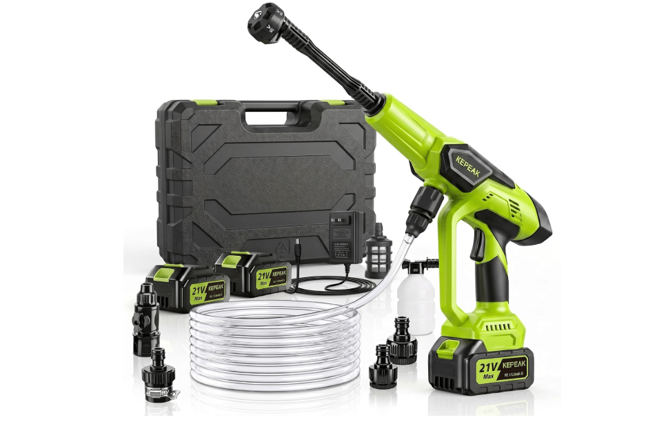 Cordless Pressure Washer, 1450 PSI Portable Handheld Power Washer with 6-in-1 Nozzle, 2 x 4.0Ah Batteries & Charger, for Cars/Fences/Driveways/Homes/Patios
