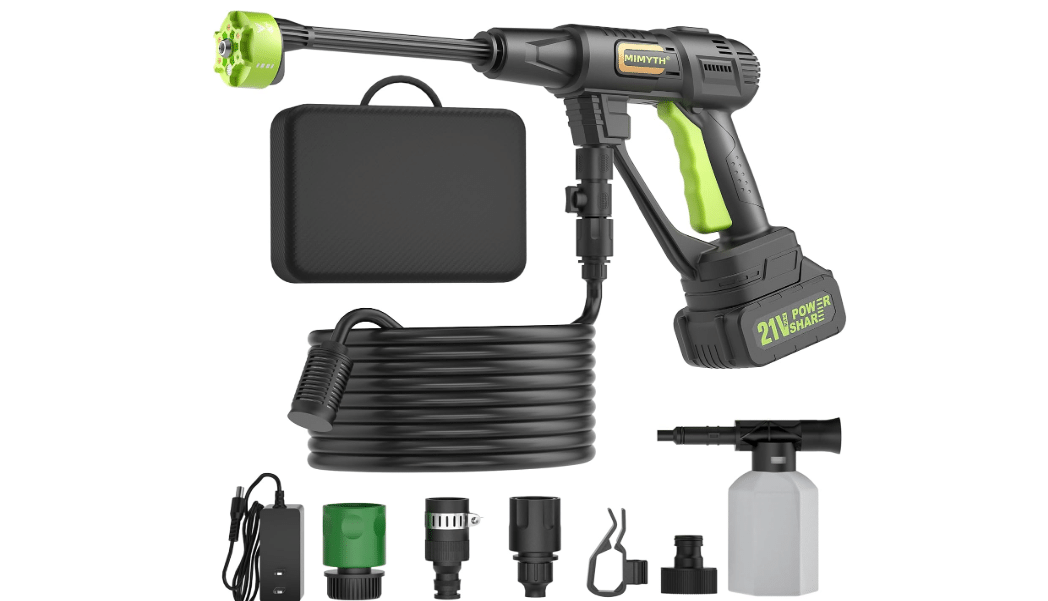 Cordless Pressure Washer, Handheld Portable Battery Cordless Power Washer | 1520 PSI, 3.4 GPM, 6-in-1 Nozzle, 21V Battery & Charger, Foam Pot