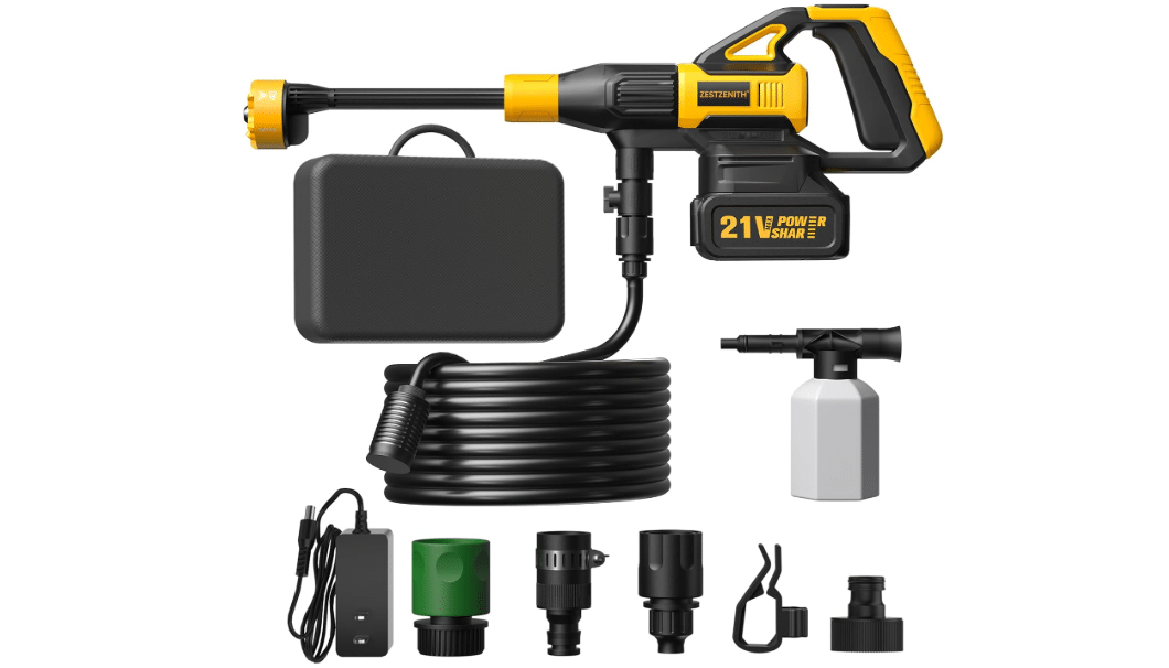 Cordless Pressure Washer Battery Powered, Handheld Cordless Power Washer | 1520 PSI, 3.4 GPM, 6-in-1 Nozzle, 21V Battery & Charger, Foam Pot,