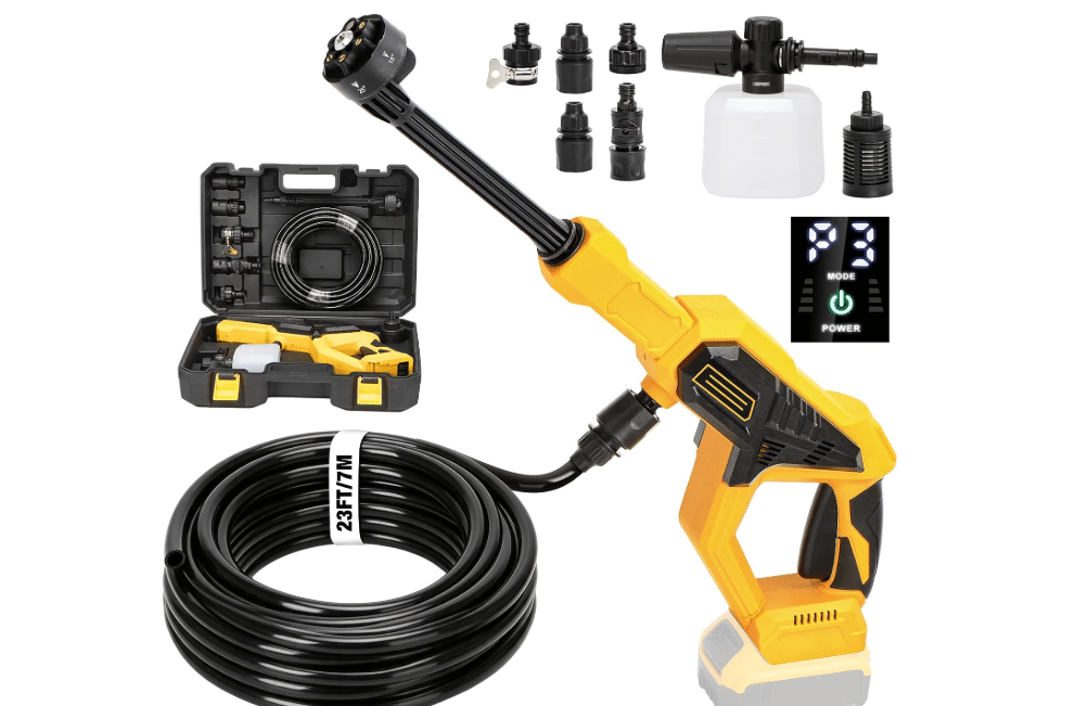 Cordless Portable Washer for Dewalt 20V Battery, 1100 PSI Handheld Washer | Tool Only, 350W Brushless Motor, 6-in-1 Nozzle, 23FT Hose, Storage Box,