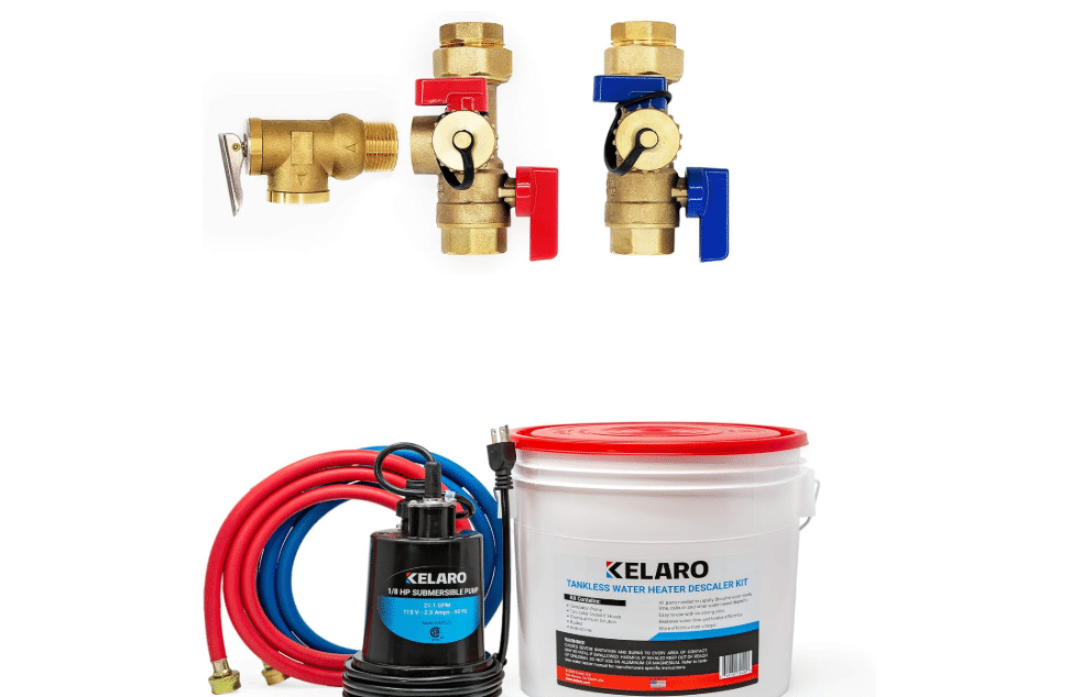 Tankless Water Heater Flushing Kit and Service Valve Bundle by Kelaro