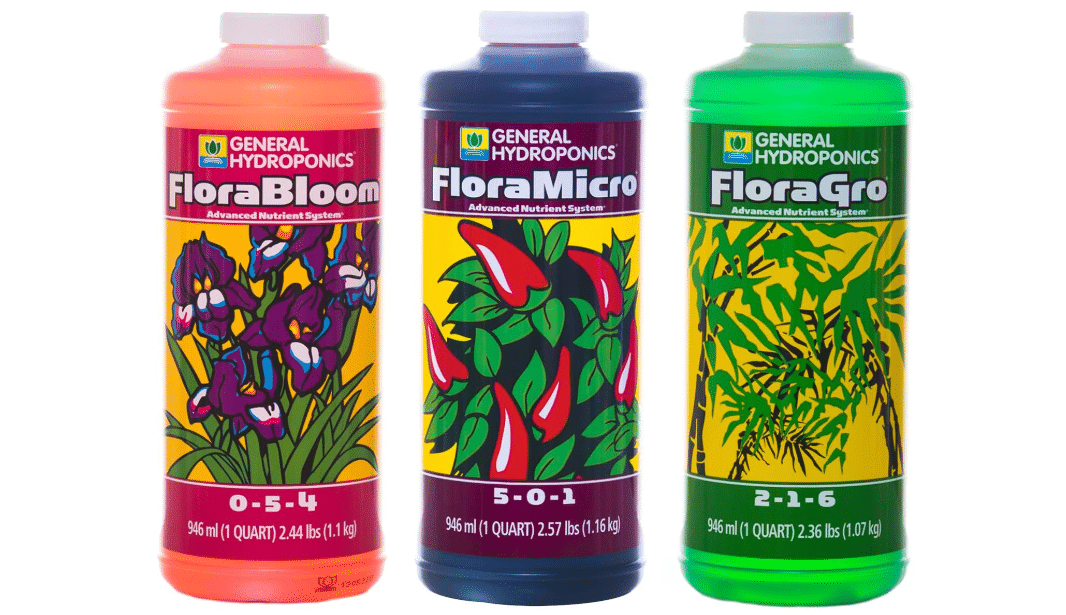 General Hydroponics Flora Series: FloraMicro, FloraBloom, FloraGro - 3-Part Hydroponic Nutrient System