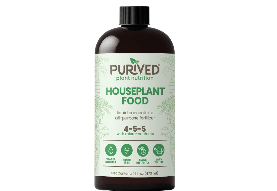 Purived 16oz All-Purpose Liquid Plant Fertilizer - Makes 50 Gallons, for Indoor Houseplants, All-Natural, Groundwater Safe, Made in USA