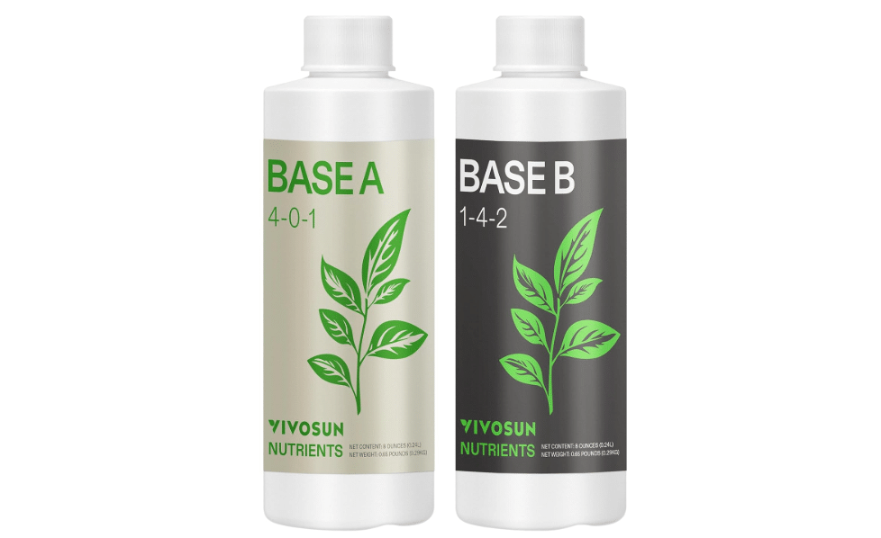 VIVOSUN Liquid Nutrients Base A & B Bundle, Set of 8oz | Grow Big Hydroponic Fertilizer, Supports Vegetative and Flowering Stages for Outdoor, Indoor