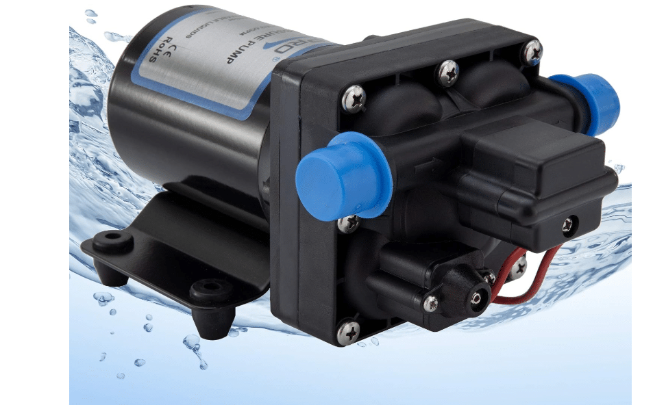 RecPro RV Water Pump 12V – 3.0 GPM 45 PSI Demand Pump | Quiet Self-Priming RV Fresh Water Pump | Santoprene Diaphragm | Flomax Equivalent (No Strainer,