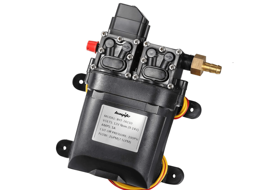 bayite 12V DC Fresh Water Pump 7.5 L/Min 2 GPM 100 PSI | 12 Volt Diaphragm Self Priming Sprayer Pump with Pressure Switch for RV Camper Marine Boat