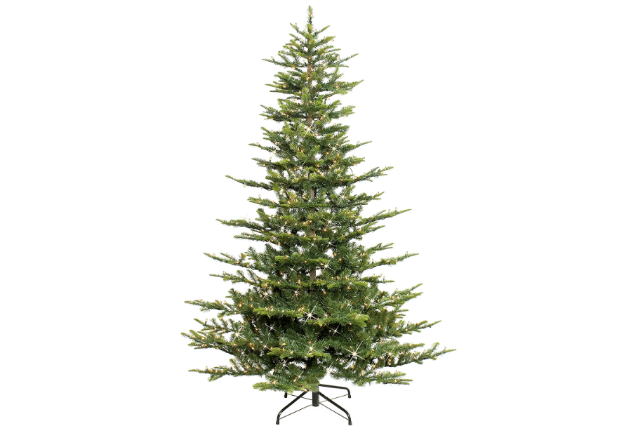 
Puleo International 6.5ft Pre-Lit Aspen Fir Artificial Christmas Tree | 903 Branch Tips, 500 Clear Lights, Hinged Branches, Foldable Metal Stand