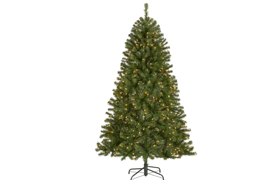 
National Tree Company 6.5ft Pre-Lit North Valley Spruce Christmas Tree | 450 Clear Lights, 816 Tips, Includes Stand