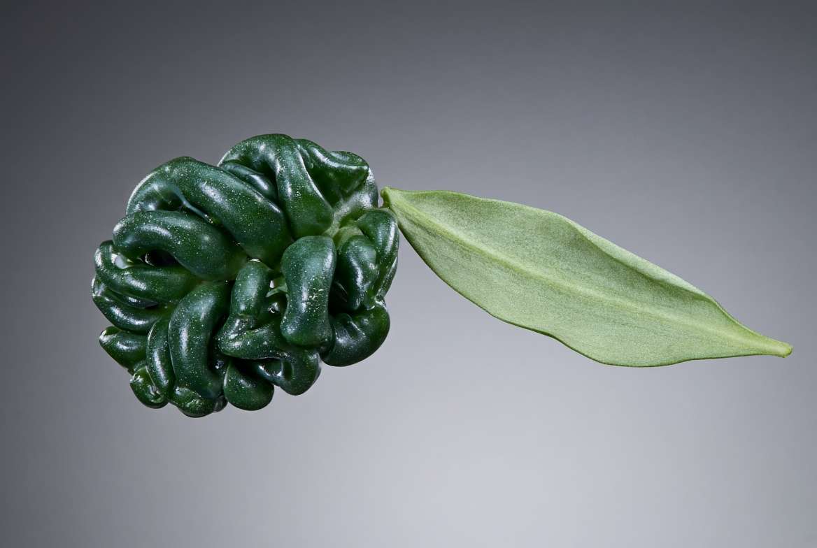 A side-by-side macro comparison of a healthy, tightly curled Hindu Rope Hoya leaf next to a straightened, pale Hoya leaf exhibiting light stress.