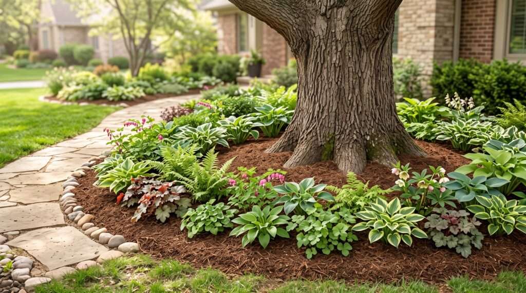 landscaping around trees