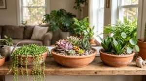 shallow terra cotta planter