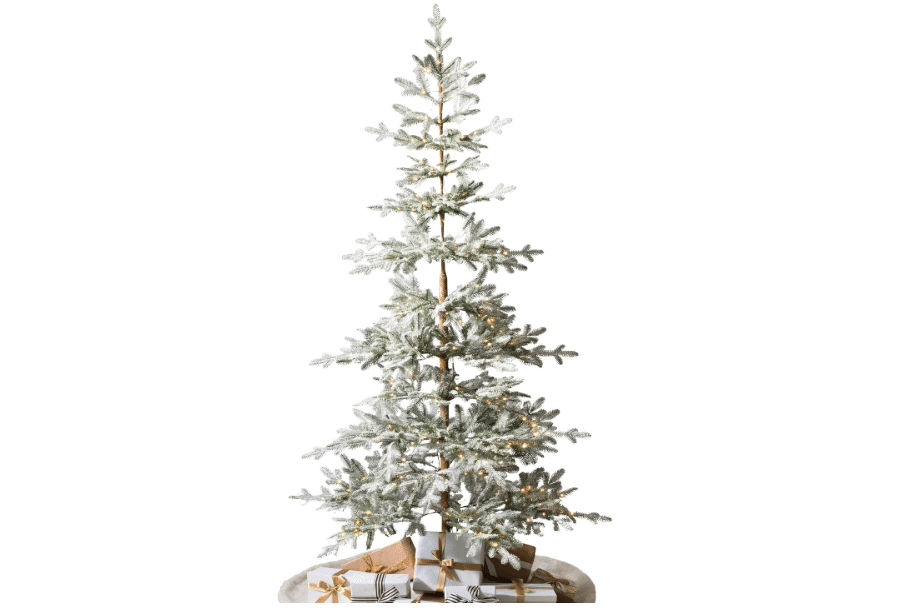 Balsam Hill Frosted Alpine Balsam Fir - Snow-Kissed Artificial Christmas Tree with Pre-Fluffed Memory Wire Branches and LED Clear Fairy Lights,
