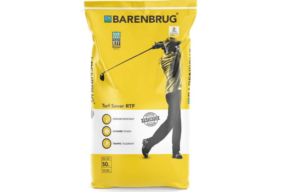 Barenbrug Turf Saver RTF Grass Seed w/Yellow Jacket Coating- Less Water Self-Repairing Tall Fescue Turf for Use on Sports Field, Golf Courses