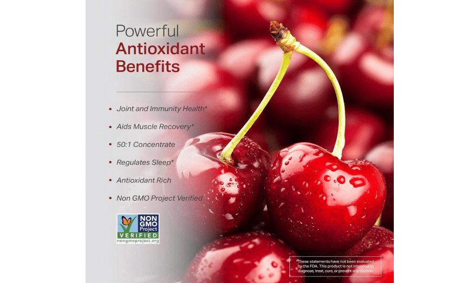  Anew Vita Tart Cherry Extract, CherryPURE 50:1 Concentrate, 120 Capsules | Antioxidants and Flavonoids for Gout and Muscles, Non-GMO, Gluten-Free and Vegan