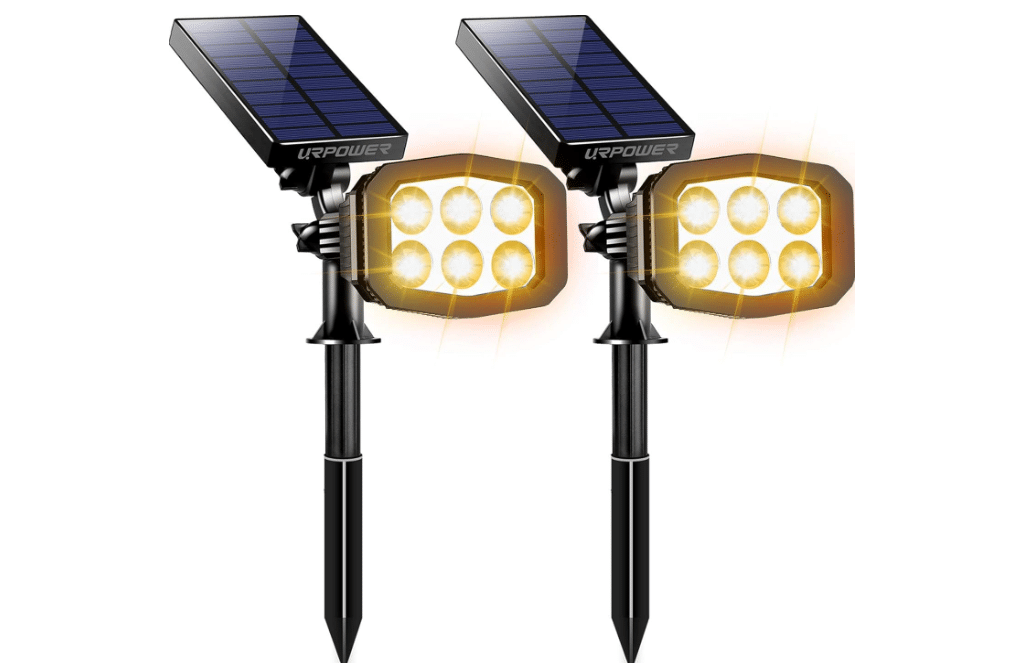 
URPOWER Solar Lights Outdoor, 2-in-1 Solar Spot Lights Waterproof with 2 Lighting Modes, Adjustable Solar Powered
