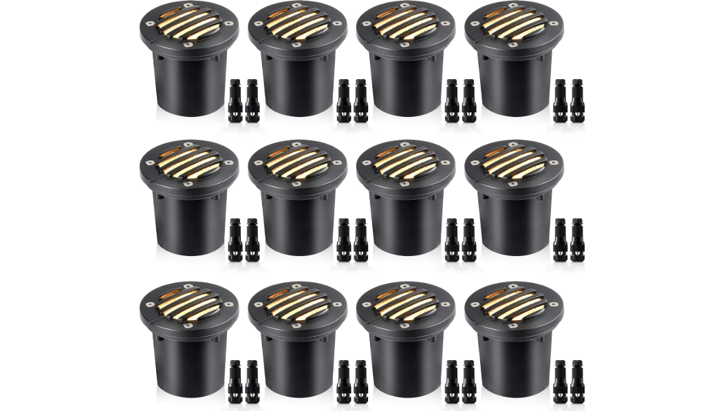 
SUNVIE 12W Low Voltage Landscape Lighting with Connectors 1200LM Ultra Bright Well Lights Landscape LED In Ground Waterproof Outdoor
