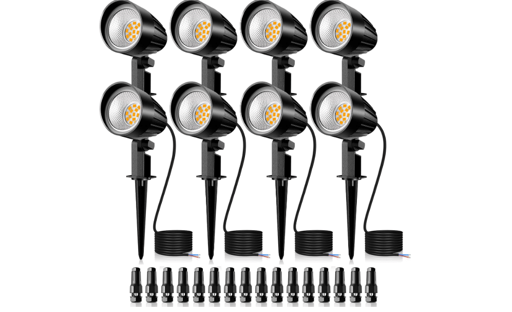 
MEIKEE 7W 800lm Low Voltage Landscape Lights 12V 24V Landscape Lighting | 2700K Warm White IP66 Waterproof Outdoor Spotlights with Connectors