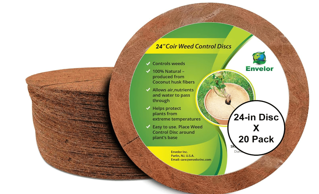 
Envelor 24 in Coconut Fiber Mulch Ring 20 Pack, Plant Protector Mat | Natural Weed Control Cover, Cut to Fit Pots, Water and Air Permeable, Indoor Outdoor
