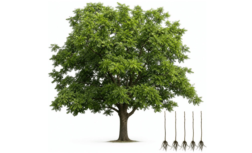  5 Pack Black Walnut Tree Seedlings (Juglans nigra) – Live Hardwood Trees, Bare Root Saplings for Timber, Nuts, Landscaping & Long-Term Investment