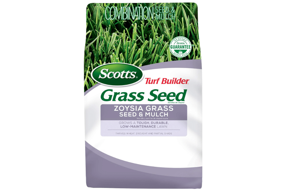 Scotts Turf Builder Grass Seed Zoysia Grass Seed and Mulch, 5 lb. - Full Sun and Light Shade - Thrives in Heat & Drought - Grows a Tough, Durable