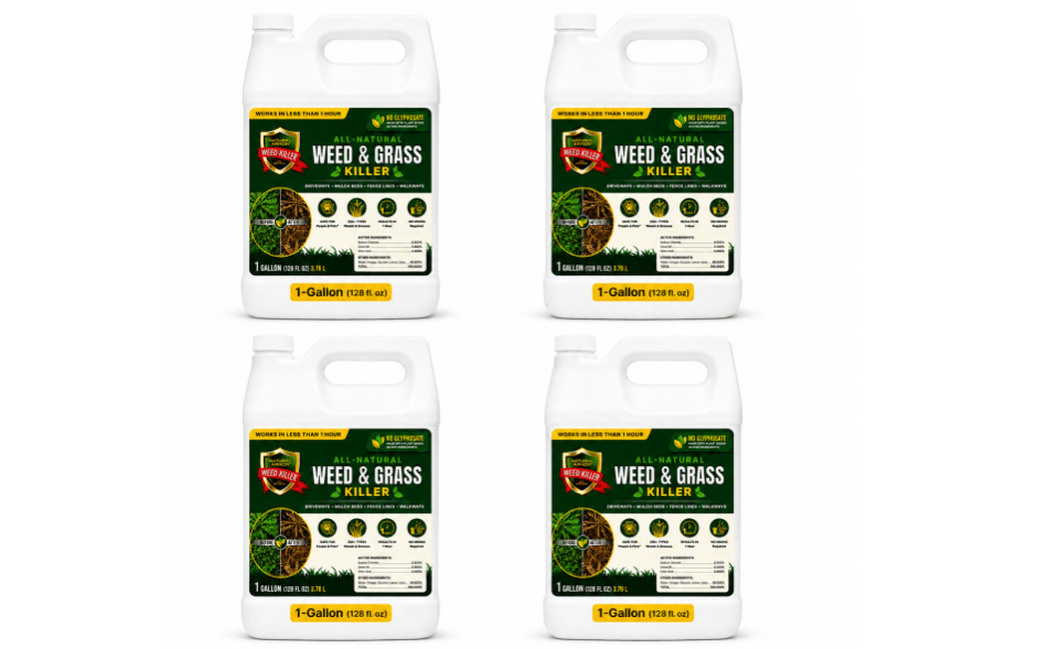 Natural Armor Weed & Grass Killer - (1 Case of 4 Gallon Refills) | Works In Less Than 1-Hour Natural Weed & Grass Killer