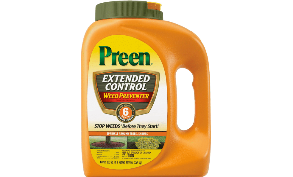 Preen Extended Control Weed Preventer - 4.93 lb. Bottle - Covers