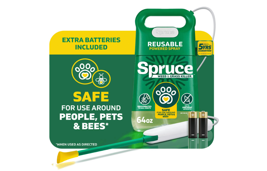 Spruce Weed & Grass Killer₃ Kit, Power Wand, 2 AA Batteries Included, 64 Oz | Pet Safe Weed Killer Spray, Reusable Weed Sprayer, Kills Weeds