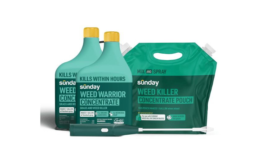 Sunday Weed Warrior, Organic Weed & Grass Killer Concentrate Kit, 2-Pack | Herbicidal Soap Kills Dandelion, Crabgrass, Clover & Moss.