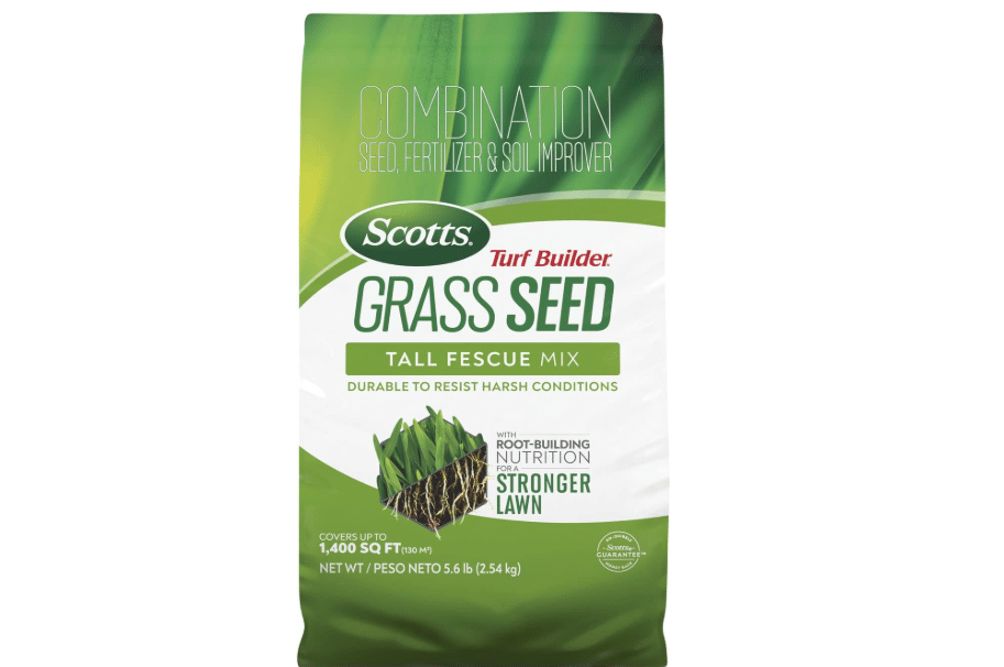 Scotts Turf Builder Grass Seed Tall Fescue Mix, 5.6 lbs. | Durable to Resist Harsh Conditions, Lawn Seed, Grass Fertilizer & Soil Improver, Covers