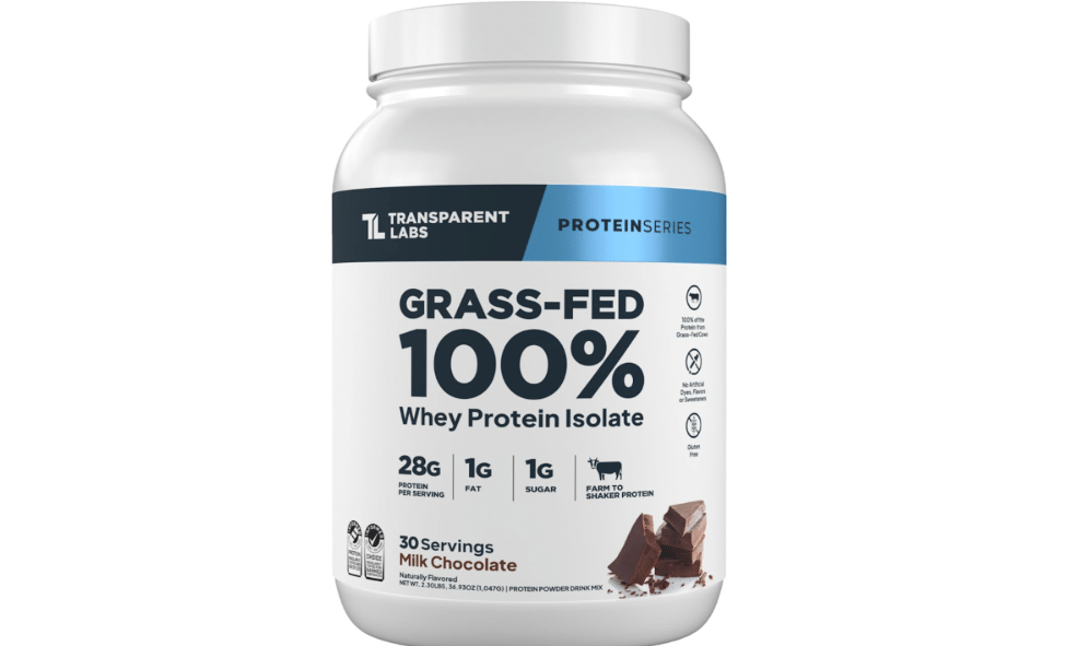 Transparent Labs Grass-Fed Whey Protein - 30 Servings, Milk Chocolate | Naturally Flavored, Gluten Free Whey Protein Isolate Powder