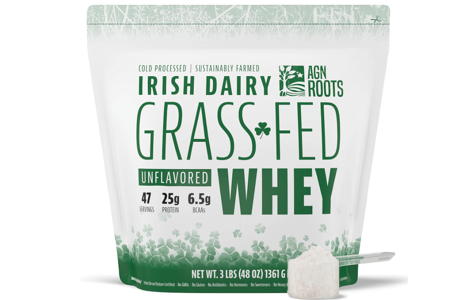 AGN Roots Grass Fed Whey Protein Powder Isolate - Unflavored - Unsweetened - Certified Entire Life On Pasture - A Greener World - ASPCA Registered Brand