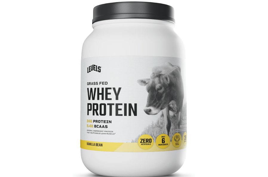 Levels Whey Protein Powder, No Artificial Ingredients, Vanilla Bean, 2LB | 24G of Protein, 5.4G BCAAs, Clean Ingredients, Hormone Free Dairy,
