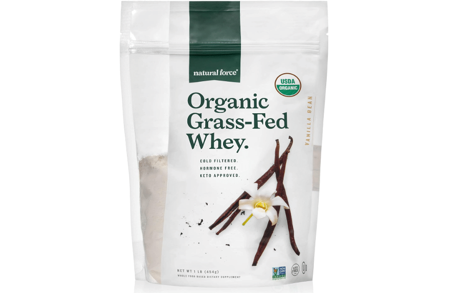 Natural Force Grass Fed Organic Whey Protein Powder – Non GMO Verified, Humane Certified & Lab Tested for Toxins – Real Vanilla Flavor – Keto