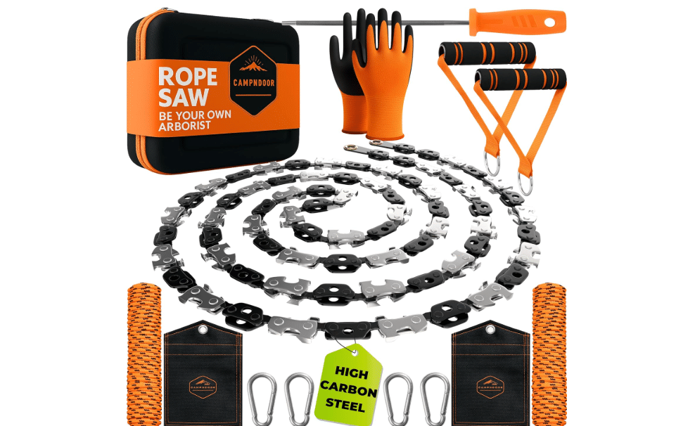 CAMPNDOOR High Limb Rope Saw 53 In - 360 Rope Chain Saw for Tree Limbs | Zero Effort Manual Tree Limb Cutter - Hand Pocket Chainsaw with Ergonomic
