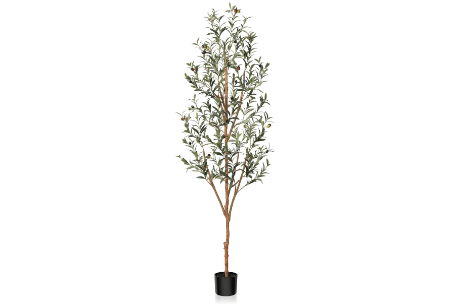 Kazeila Artificial Olive Tree 6FT Tall Faux Silk Plant for Home Office Decor Indoor Fake Potted Tree with Natural Wood Trunk and Lifelike Fruits