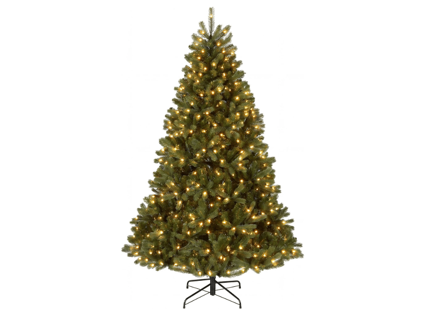 National Tree Company 6.5ft Pre-Lit Downswept Douglas Fir Christmas Tree | 650 LED Lights, 1,227 Tips, 10 Light Functions, PowerConnect, Foot Pedal