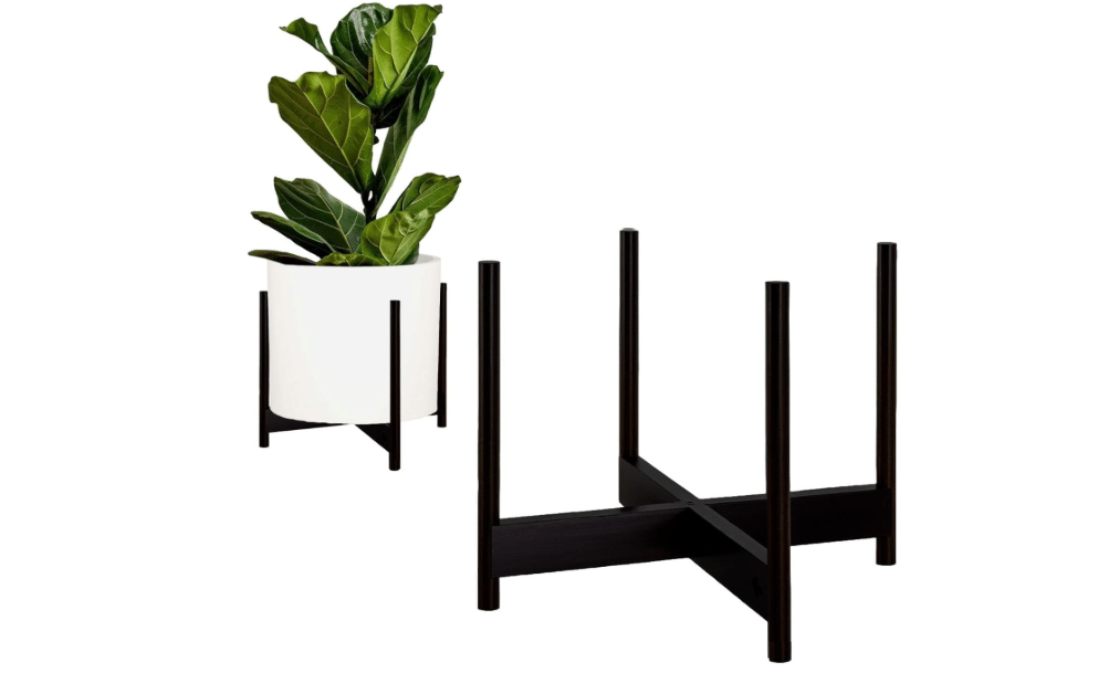 
Fox & Fern Mid Century Plant Stands for Indoor Planters, Bamboo, 14.9 Inch | Plug In Design, Holds 200 lbs, Two High Options, Fixed Size, Wooden Plant.