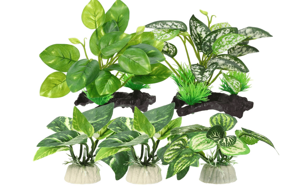 
CAPASTEC 5Pcs Silk Aquarium Plastic Plants Fish Tank Decor for Fish Green A | Green Aquarium Driftwood Decorations, Soft Goldfish Betta Big Tank