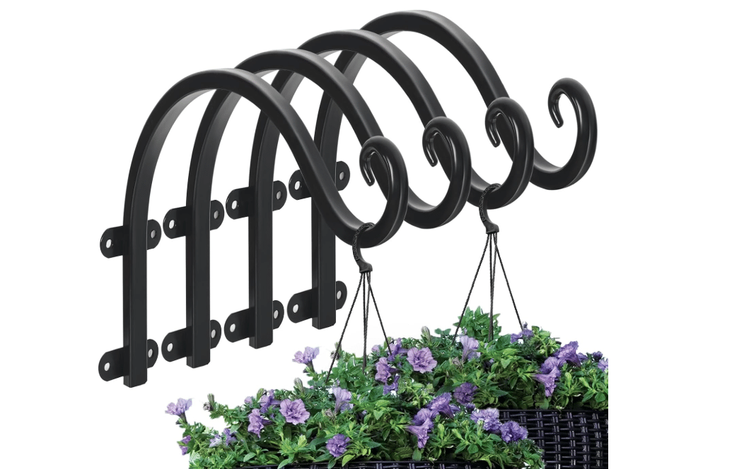 4 Pack 12Inch Plant Hanger, Sturdy Hanging Plant Bracket Hooks Outdoor, Bird Feeder Hanger for Bird Feeders, Planters, Lanterns, Wind Chimes