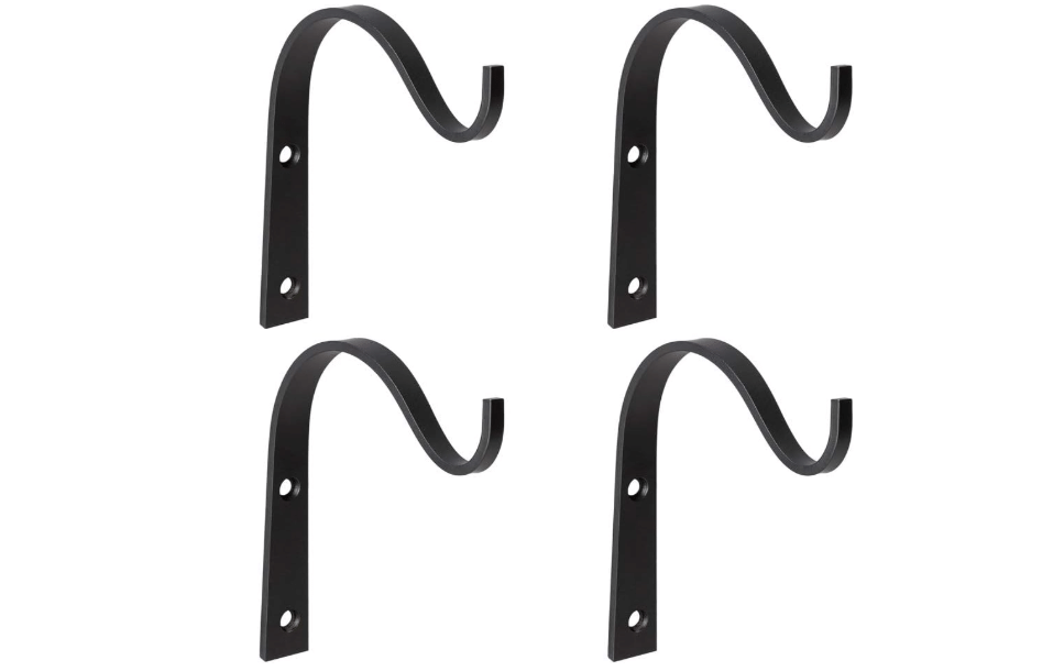 Mkono 4 Pack Iron Wall Hooks for Hanging Plant Lanterns, Plant Hanger Fence Metal Bracket for Bird Feeders, Wind Chimes, Mason Jar Sconces, Light Outdoor.