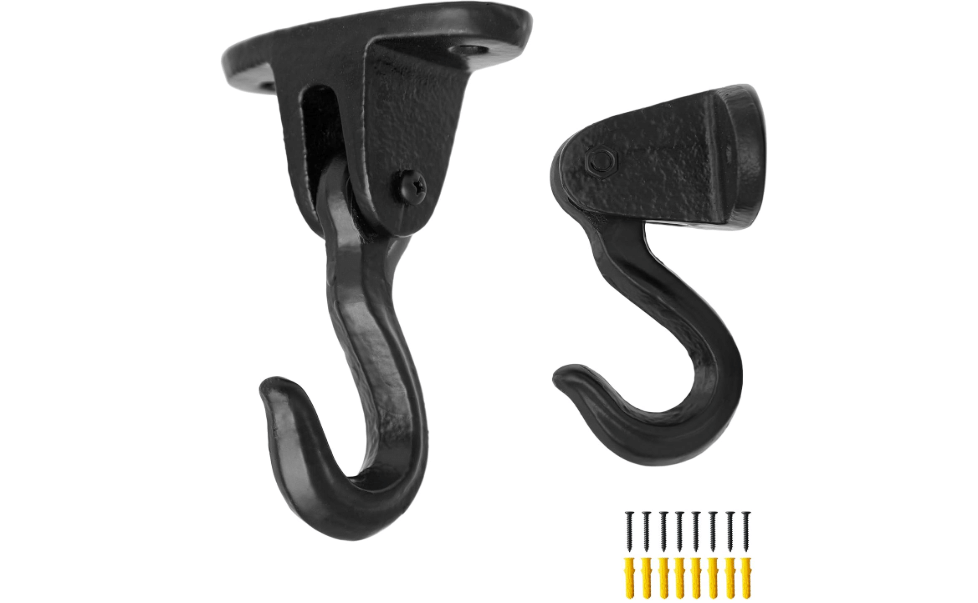 SMKOLIN 2 Pack Cast Iron Ceiling Hook,Industrial Coat Hook,Chandelier Hooks,Plant Pot Hanger