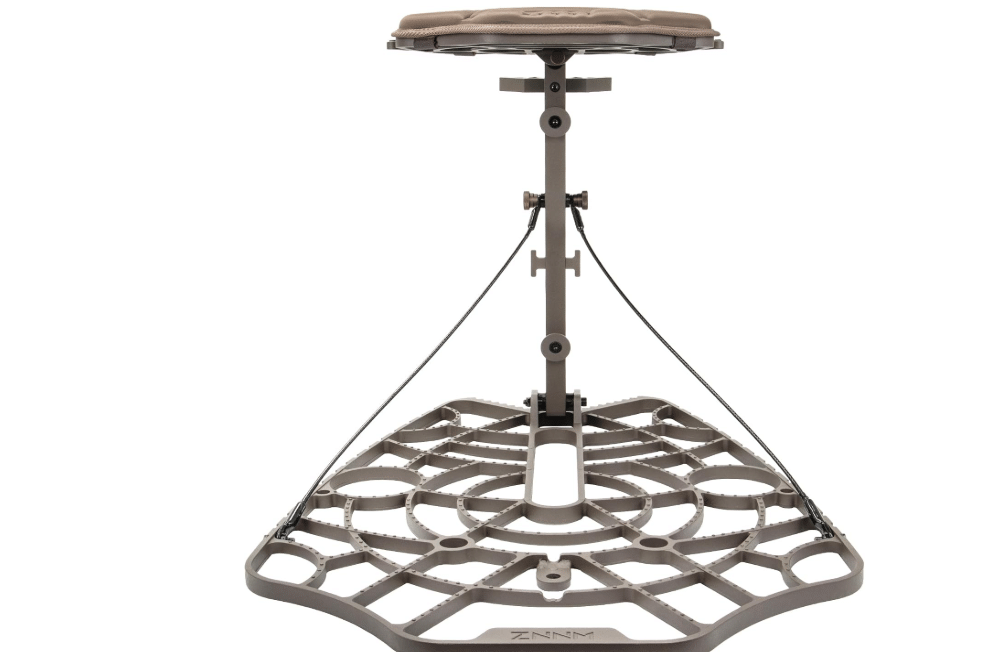 
ZNNM 22.4" x 30.7" Hang On Tree Stand, Seat Cushion Shock Absorption, Brown | Cast Aluminum, Quick-Lock Seat Shelf, Adjustable Seat and Platform