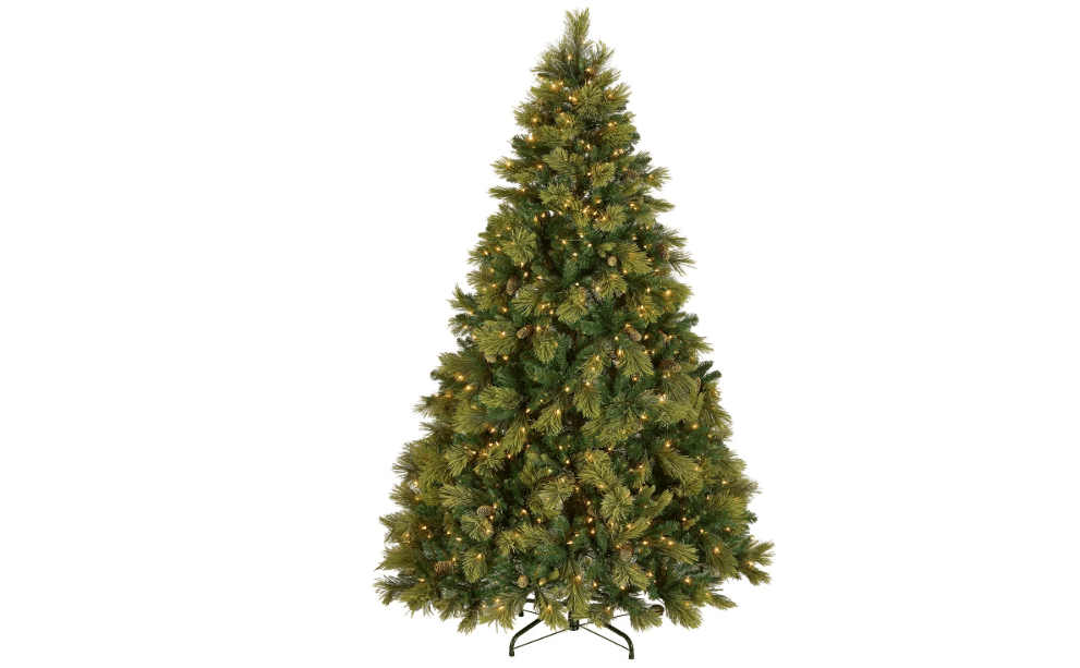 National Tree Company 7.5ft Pre-Lit Carolina Pine Artificial Christmas Tree | 750 Clear Lights, 1,399 Tips, Includes Stand, Green